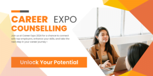White and Orange Bold Geometric Career Expo Banner